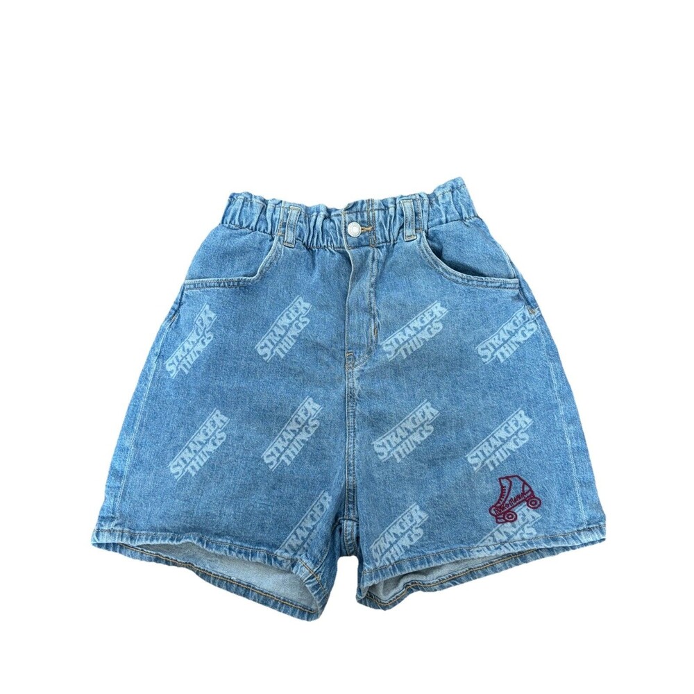 H&M Stranger Things Girls Shorts Size 20 14+ Year Denim Blue Netflix